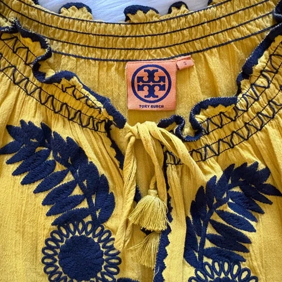 TORY BURCH Mari Peasant/Boho Top, 💯% Cotton - Picture 5 of 12